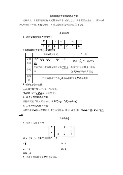 高中数学离散型随机变量的均值与方差经典考点及例题讲解