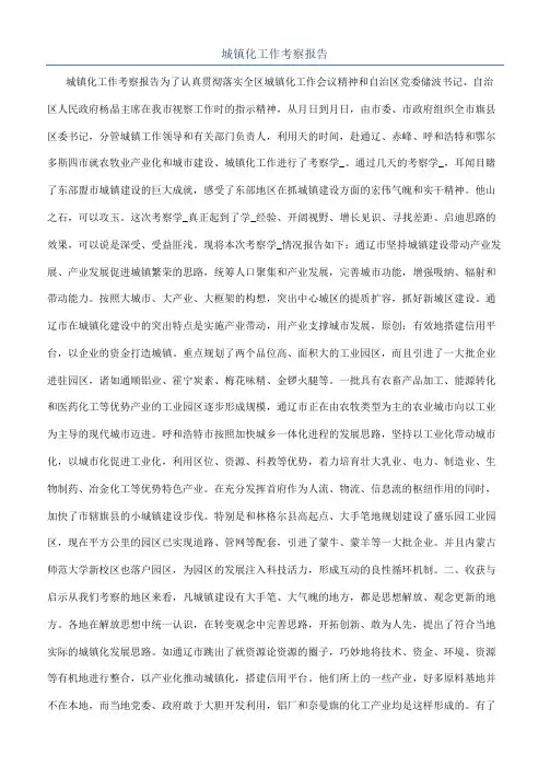 城镇化工作考察报告