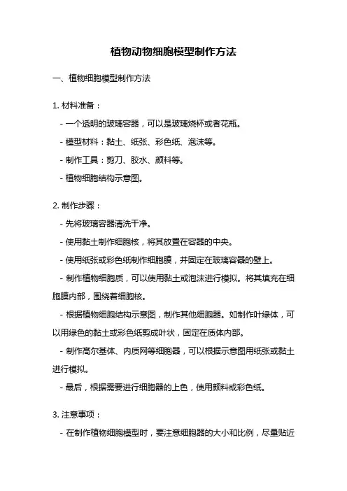 植物动物细胞模型制作方法