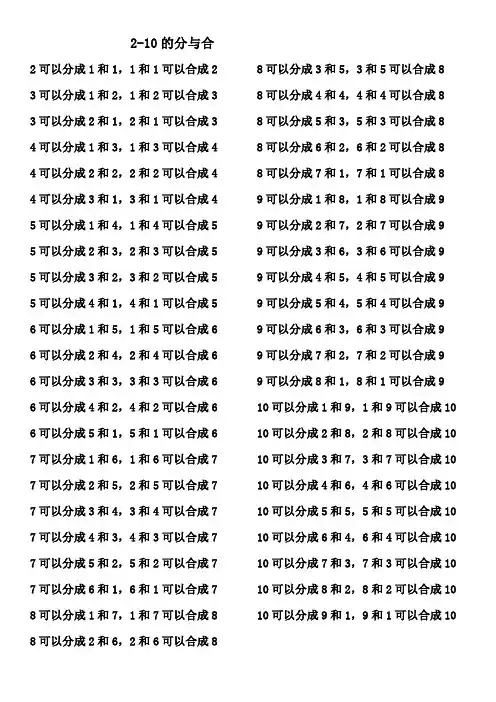 2-10的分与合