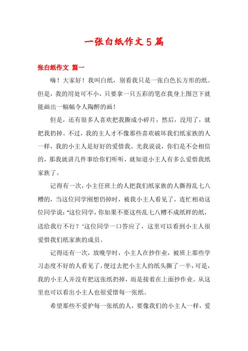 一张白纸作文5篇