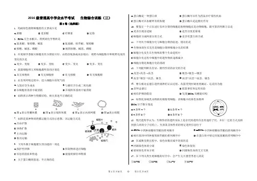 2016级学业水平考试生物综合训练三(精校版带答案)