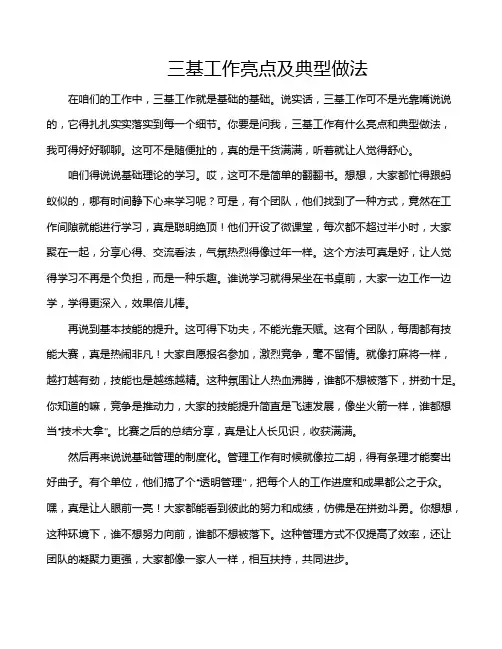 三基工作亮点及典型做法