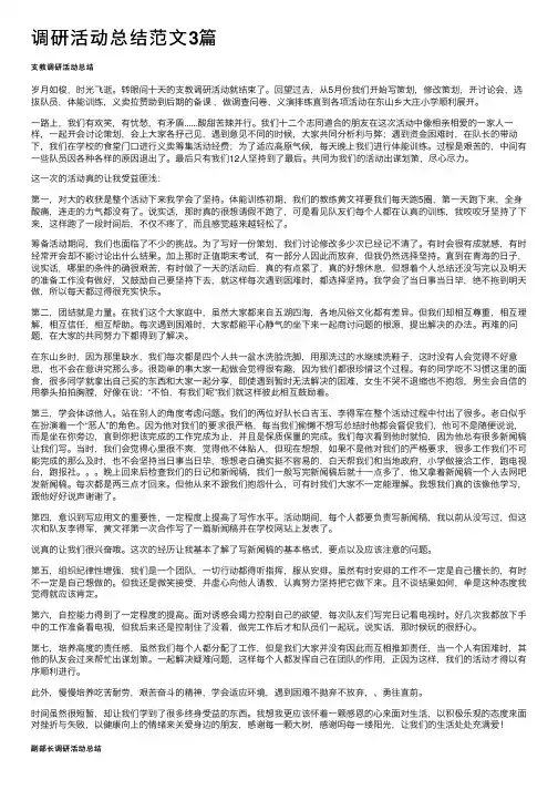 调研活动总结范文3篇