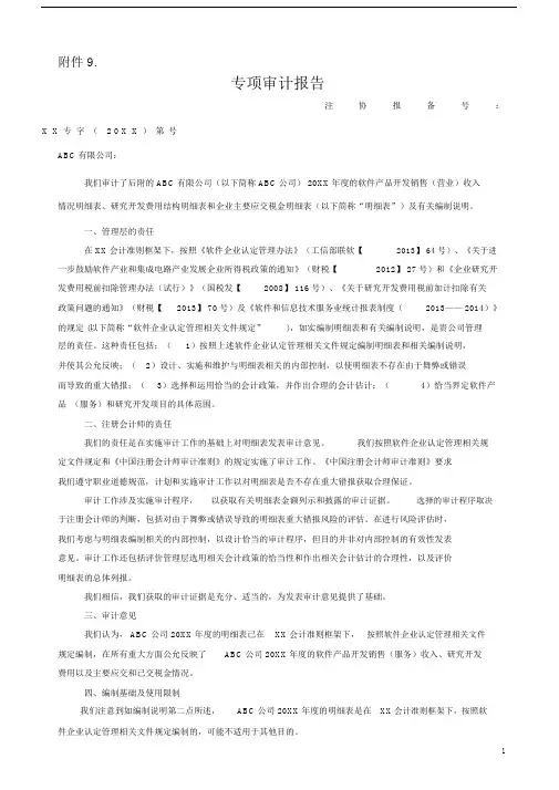 完整word版,专项审计报告(参考模版).docx