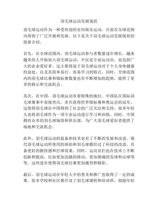 羽毛球运动发展现状