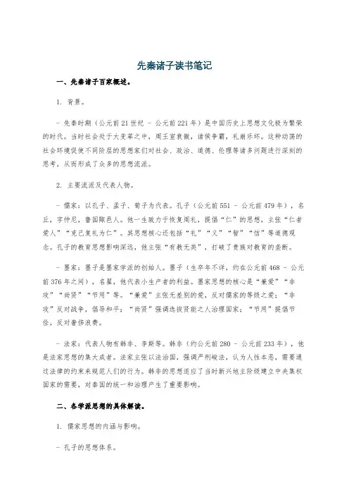 先秦诸子读书笔记