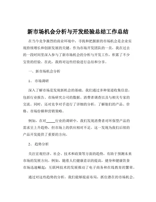 新市场机会分析与开发经验总结工作总结