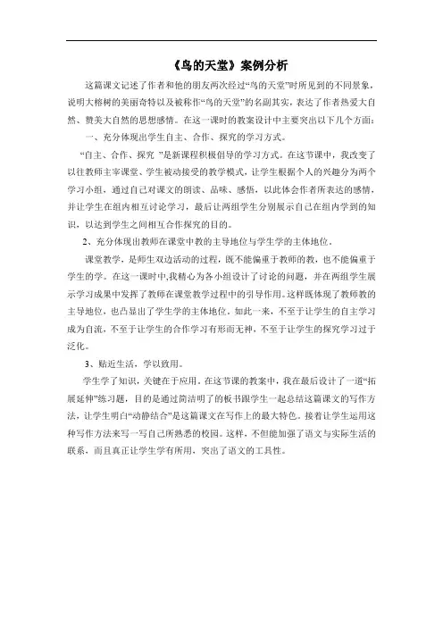 鸟的天堂案例分析