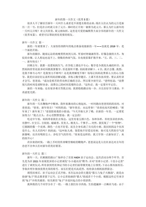 新年的第一天作文(优秀5篇)