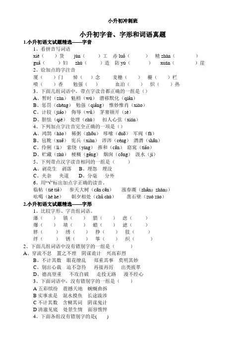 (完整版)小升初字音、字形和词语