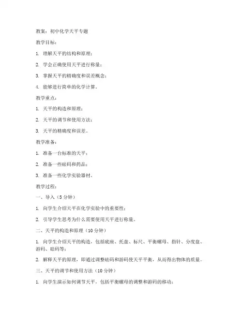 初中化学天平专题教案