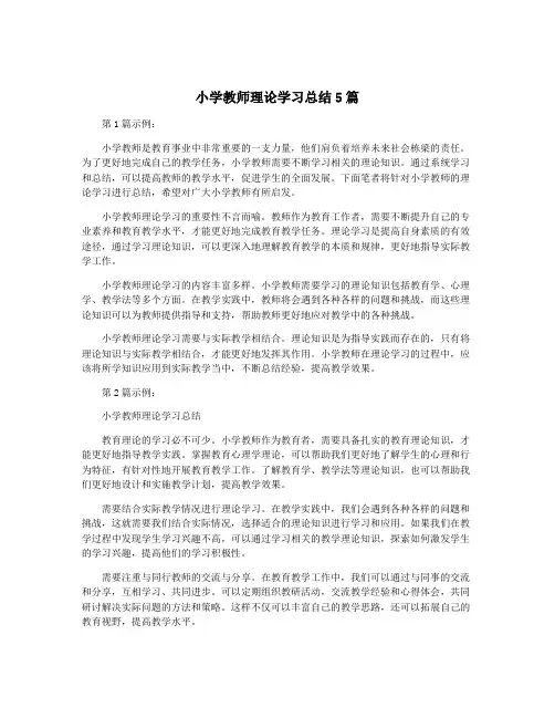 小学教师理论学习总结5篇