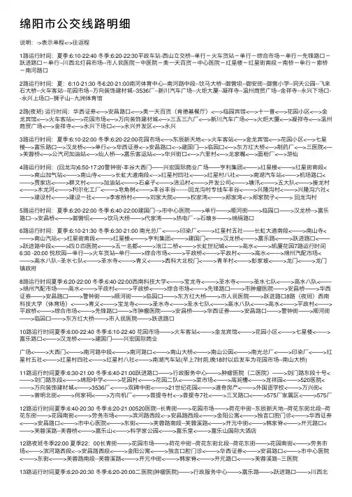 绵阳市公交线路明细