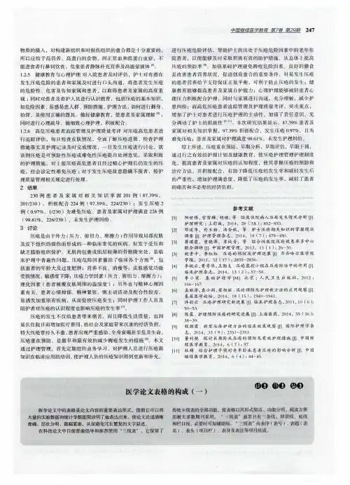 医学论文表格的构成(一)