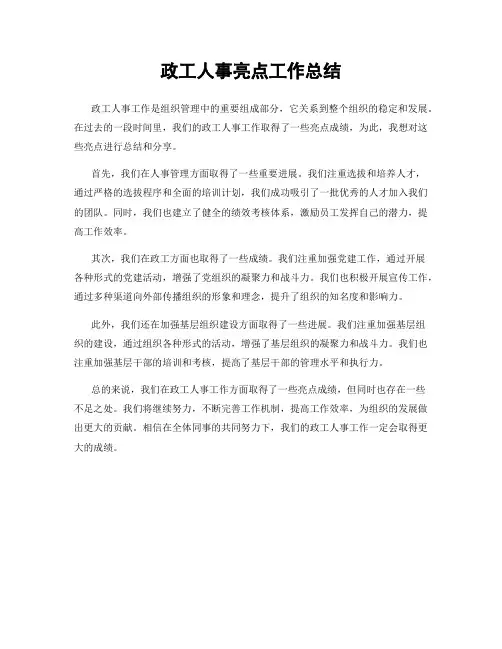 政工人事亮点工作总结