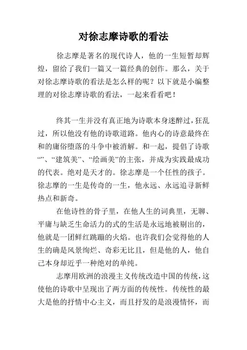 对徐志摩诗歌的看法