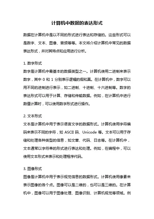 计算机中数据的表达形式