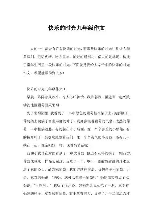 (初三作文)快乐的时光九年级作文