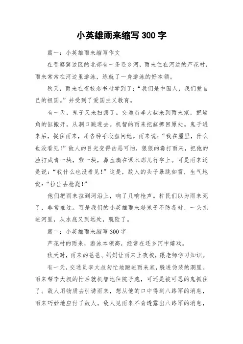 小英雄雨来缩写300字_作文