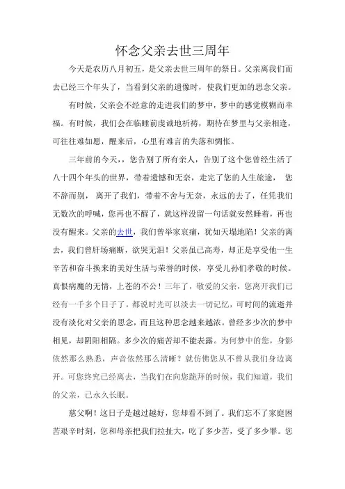 爸爸去世三周年的祭日