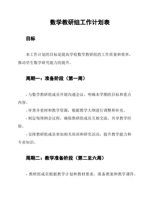 数学教研组工作计划表