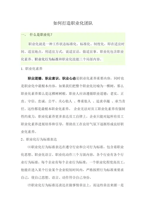 如何打造职业化团队