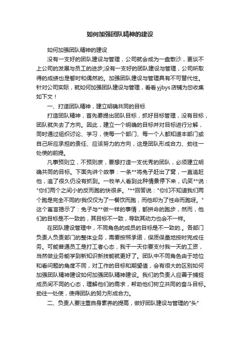 如何加强团队精神的建设