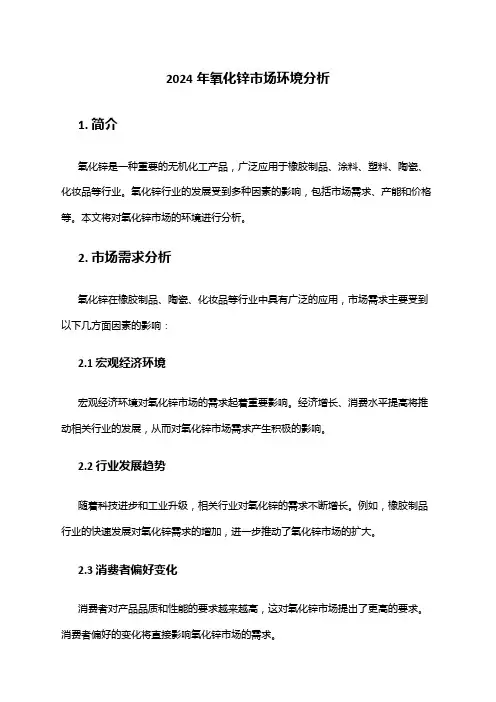 2024年氧化锌市场环境分析
