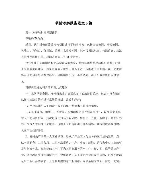 项目考察报告范文5篇