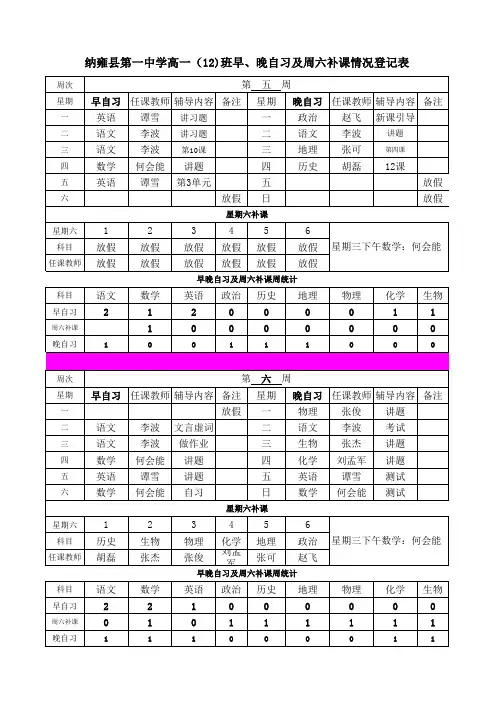 补课登记表(9-12)