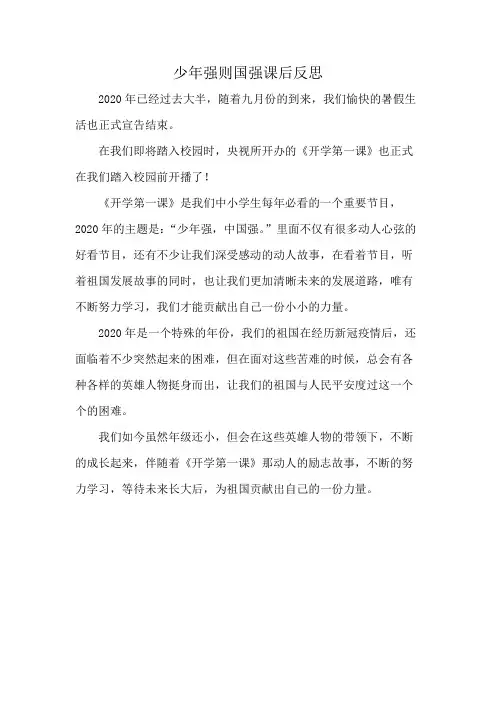 少年强则国强课后反思