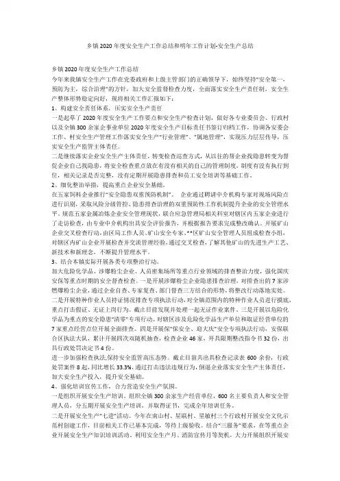 乡镇2020年度安全生产工作总结和明年工作计划-安全生产总结