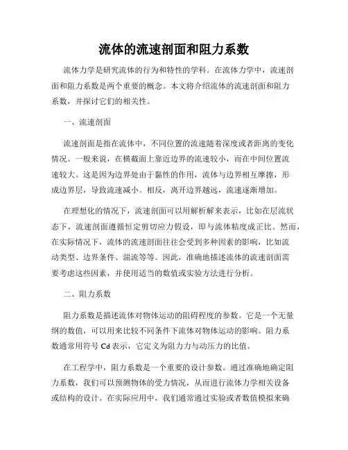 流体的流速剖面和阻力系数