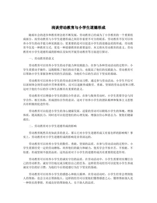 浅谈劳动教育与小学生道德形成