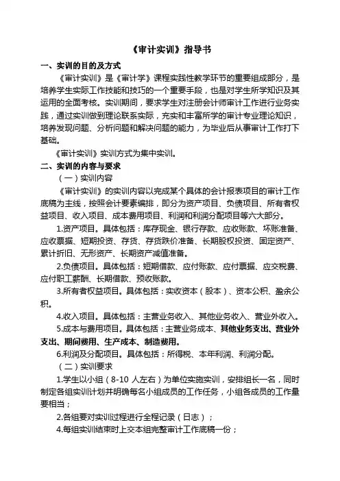 《审计实训》指导书(09会计学专业)--新格式
