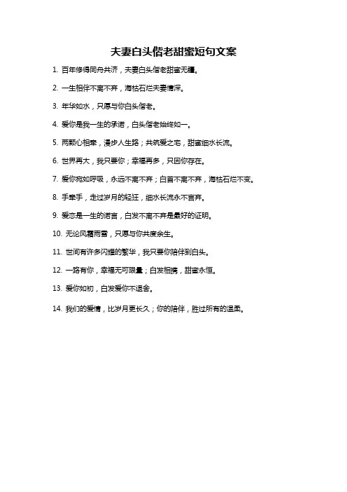 夫妻白头偕老甜蜜短句文案
