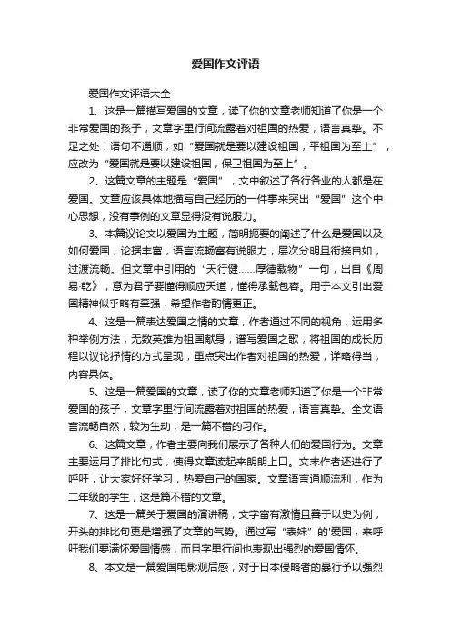 爱国作文评语