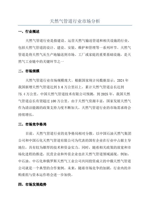 天然气管道行业市场分析