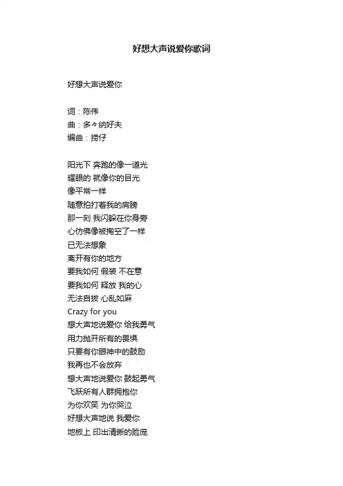 好想大声说爱你歌词