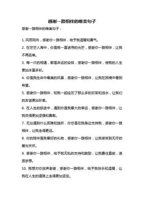 感谢一路相伴的唯美句子