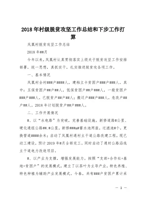 2018年村级脱贫攻坚工作总结和下步工作打算