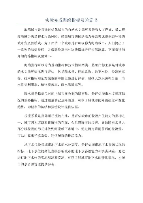 实际完成海绵指标及验算书