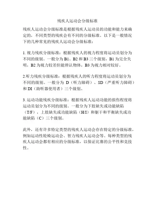 残疾人运动会分级标准