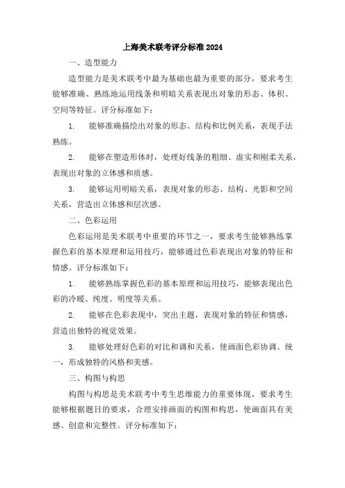 上海美术联考评分标准2024