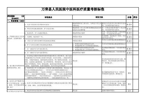 中医科医疗质量与安全考核标准