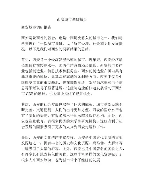 西安城市调研报告