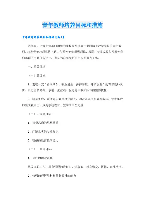 青年教师培养目标和措施