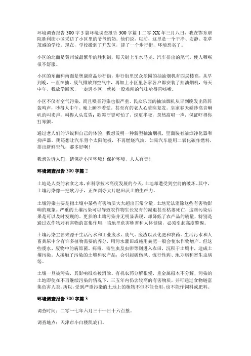 环境调查报告300字5篇