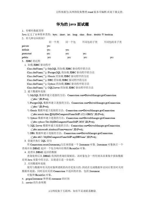 华为的java面试题